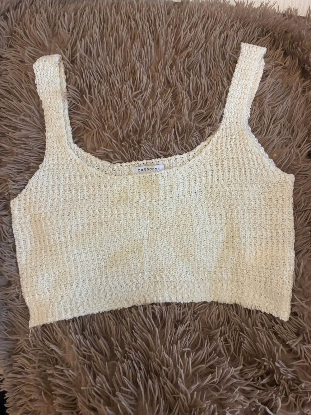 Crescent Cream Knit Cropped Tank